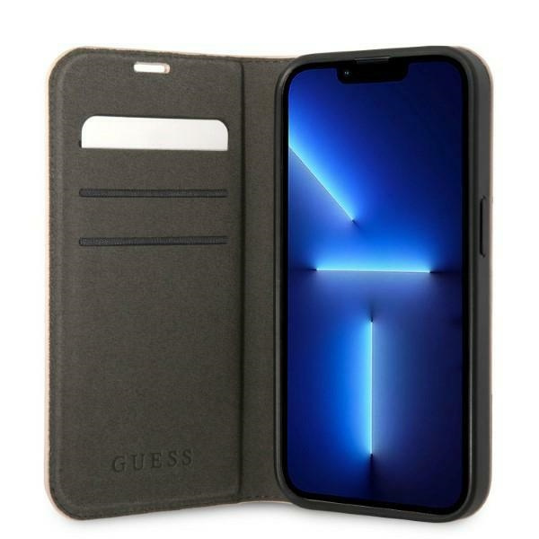 Etui GUESS Apple iPhone 14 Pro Book 4G Vintage Gold Logo Różowy Case