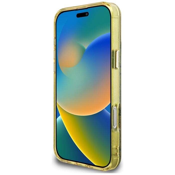 Etui Guess IML Metal Glitter 4G Circle   Triangle MagSafe do iPhone 16 Pro brązowy