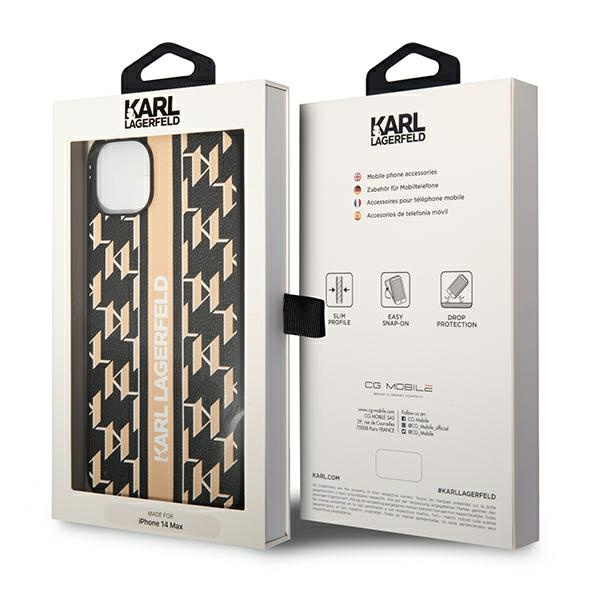 Etui KARL LAGERFELD Apple iPhone 14 Monogram Stripe Brązowy Hardcase