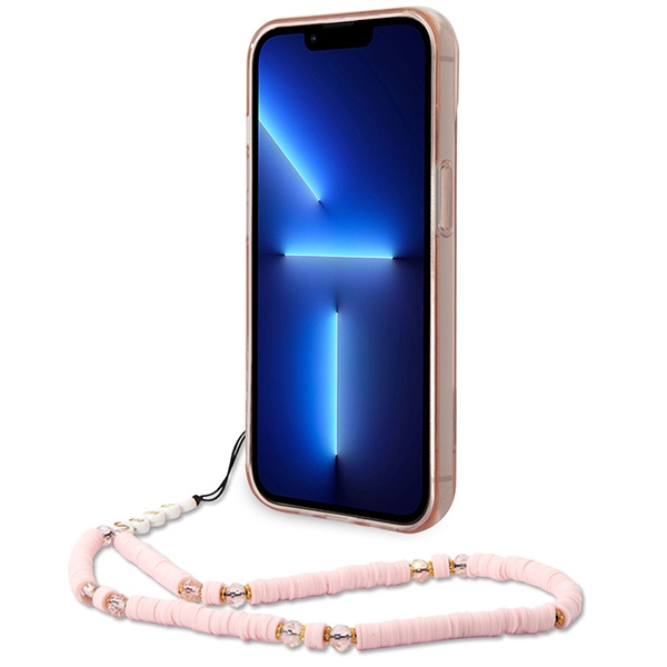 Etui GUESS Apple iPhone 14 Plus Translucent Pearl Strap Różowy Hardcase