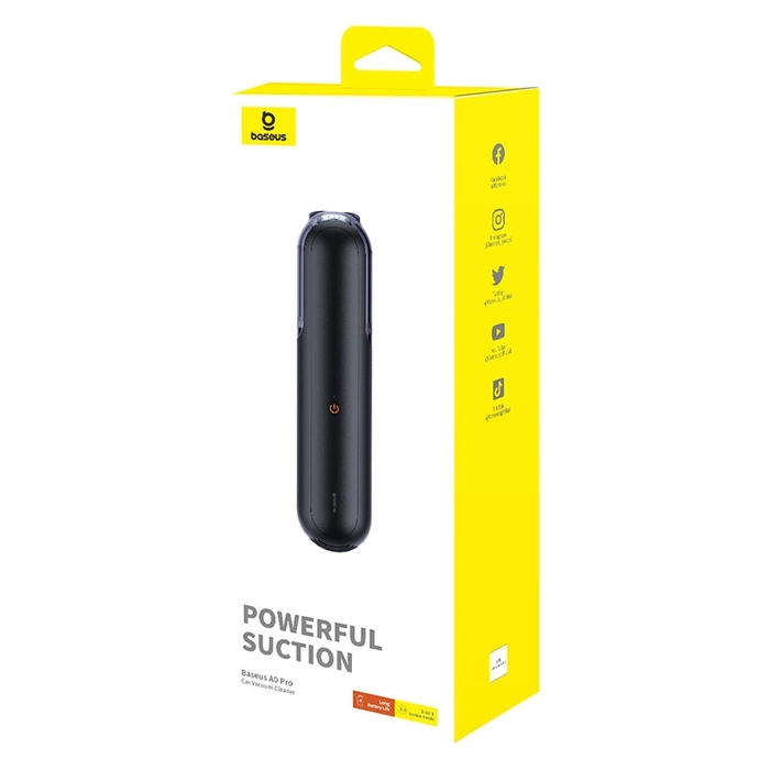 Bezprzewodowy odkurzacz samochodowy Baseus A0 Pro 4000Pa HEPA - czarny