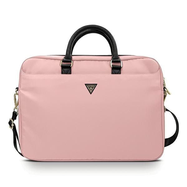 Torba GUESS Laptop 16 Nylon Triangle Logo Różowy