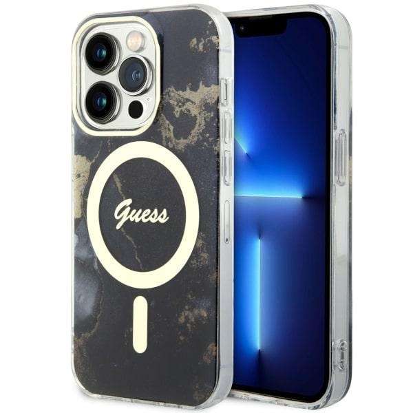 Etui Guess GUHMP14XHTMRSK iPhone 14 Pro Max 6.7" czarny/black hardcase Golden Marble MagSafe Case