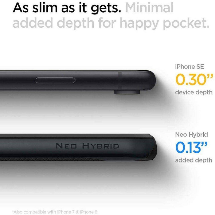 Etui Spigen iPhone SE 2022 2020 7 8 Neo Hybrid Metal Slate Szare Case + Szkło SPIGEN Full Cover
