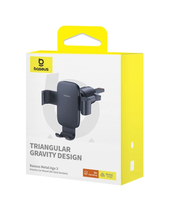 Baseus uchwyt samochodowy Metal Age 3 Gravity Car Mount (Air Vent Version) Cluster czarny