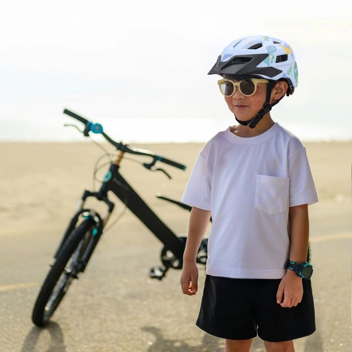 Kask rowerowy dziecięcy MTB Wozinsky z odpinanym daszkiem XS - jasnoniebieski