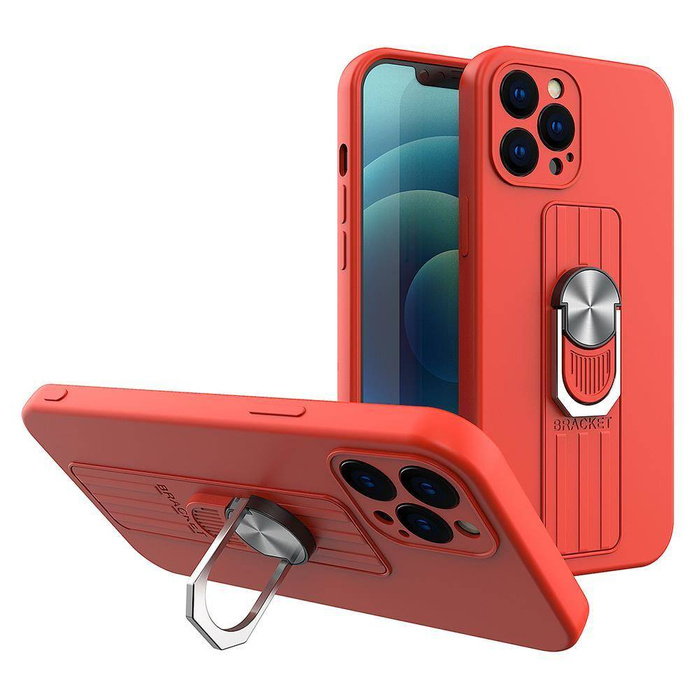 ETUI Ring Case silikonowe etui z uchwytem na palec i podstawką do Samsung Galaxy S22 czerwony CASE