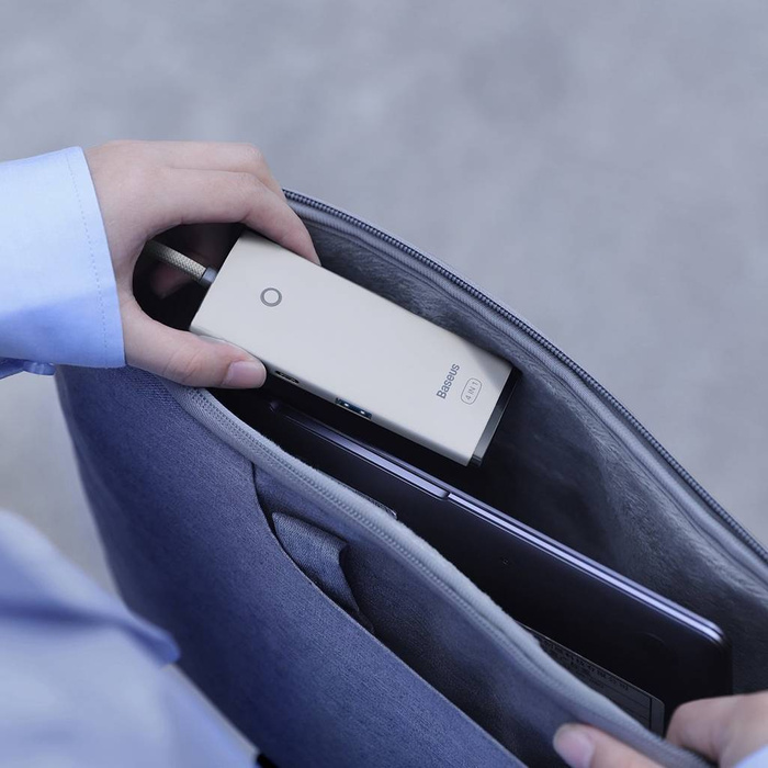 Baseus Lite Series wielofunkcyjny HUB 4w1 USB - 4x USB 3.2 gen. 1 25 cm biały (WKQX030002)