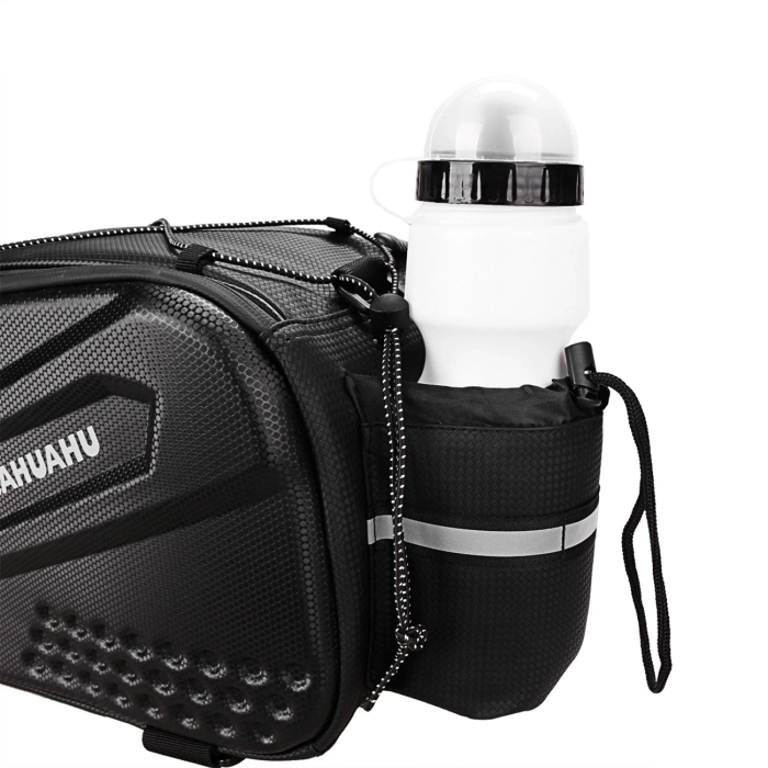 Torba rowerowa WYA36Y7S na bagażnik z długim paskiem i rozszerzanymi kieszeniami bocznymi - czarna