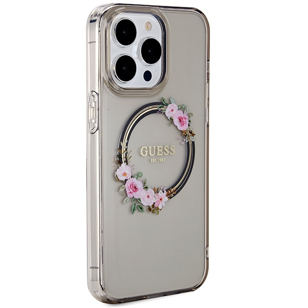Etui Guess Guhmp15xhfwfck Iphone 15 Pro Max 6.7" Czarny/black Hardcase Iml Flowers Wreatch Magsafe Case