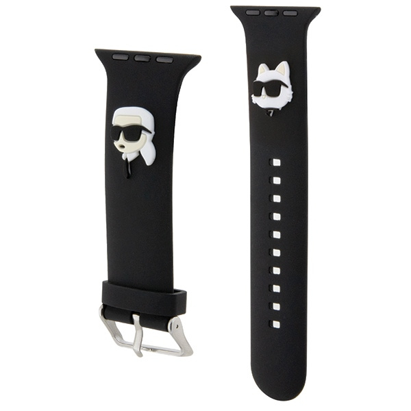 Karl Lagerfeld Pasek KLAWLSLKCNK Apple Watch 42/44/45/49mm czarny/black strap 3D Rubber Karl&Choupette Heads 