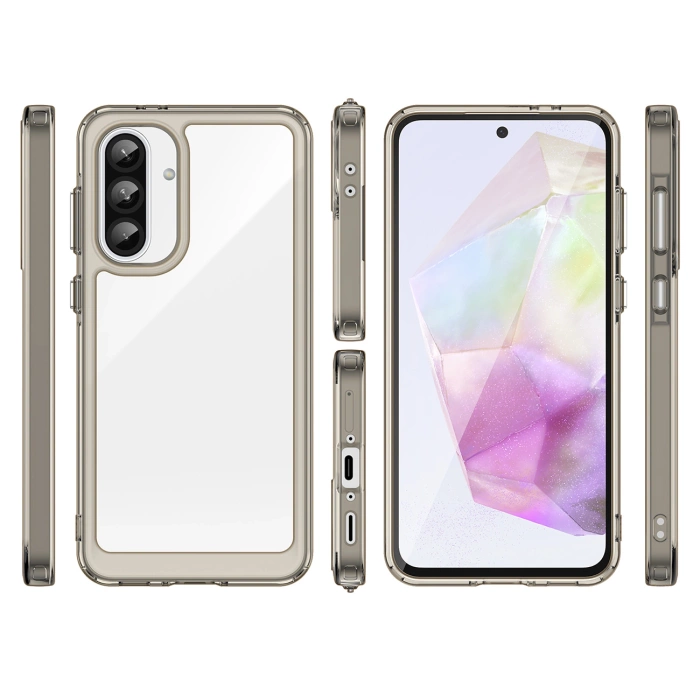 Etui Outer Space Case do Samsung Galaxy A56 pokrowiec z elastyczną ramką - półprzezroczyste, czarne