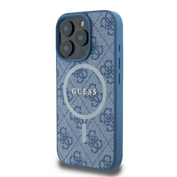 Etui Guess iPhone 16 Pro Max 6.9" niebieski/blue hardcase 4G Ring Classic Logo MagSafe