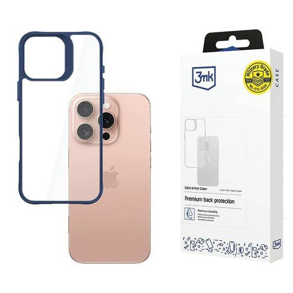 Etui 3MK SatinArmor+ Case iPhone 16 Pro 6.3" niebieski/blue Military Grade