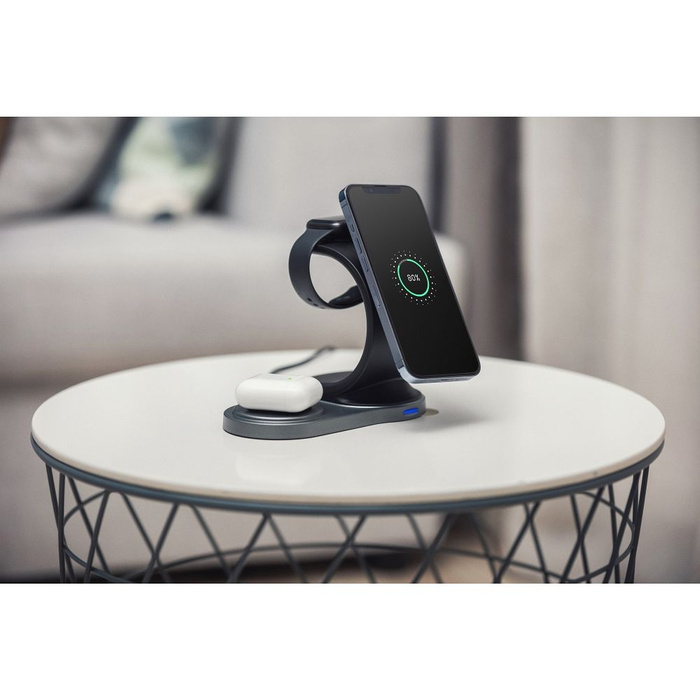 FORCELL F-ENERGY Sail Mag ładowarka indukcyjna 3w1 kompatybilna z MagSafe Qi 15W czarna