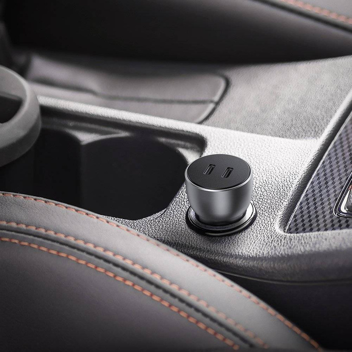 Ugreen ładowarka samochodowa 2x USB Typ C Quick Charge 3.0 PD 3.0 36 W FCP AFC 3 A szary (CD213 70594)