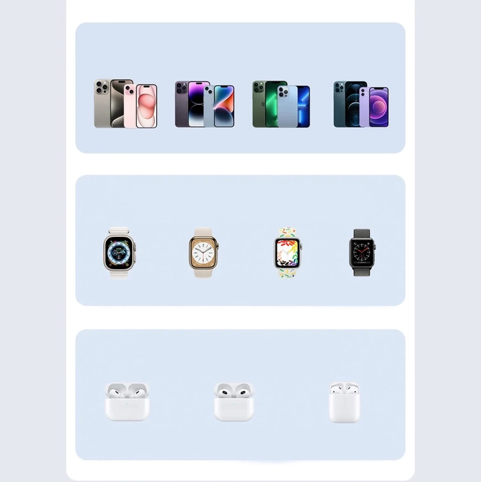 DUZZONA W20 - ładowarka indukcyjna z lampką 4w1 kompatybilna z MagSafe 15W biała