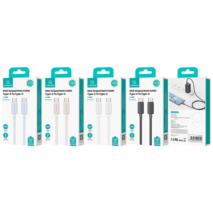 Kabel USAMS KY 60W USB-C do USB-C 3m US-SJ701 Czarny
