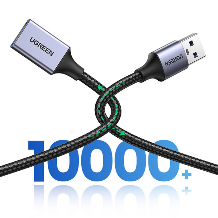 Ugreen przedłużacz adapter kabel przewód USB (męski) - USB (żeński) 3.0 5Gb/s 2m szary (US115)