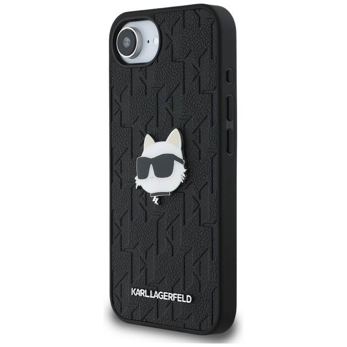 Etui Karl Lagerfeld Monogram Choupette   Head Pin do iPhone 16e czarny