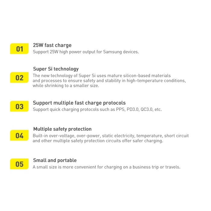 Baseus Super Si 1C szybka ładowarka USB Typ C 25W Power Delivery Quick Charge biały (CCSP020102)