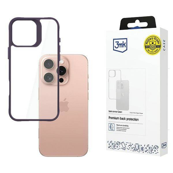 Etui 3MK SatinArmor+ Case iPhone 16 Pro 6.3" fioletowy/purple Military Grade