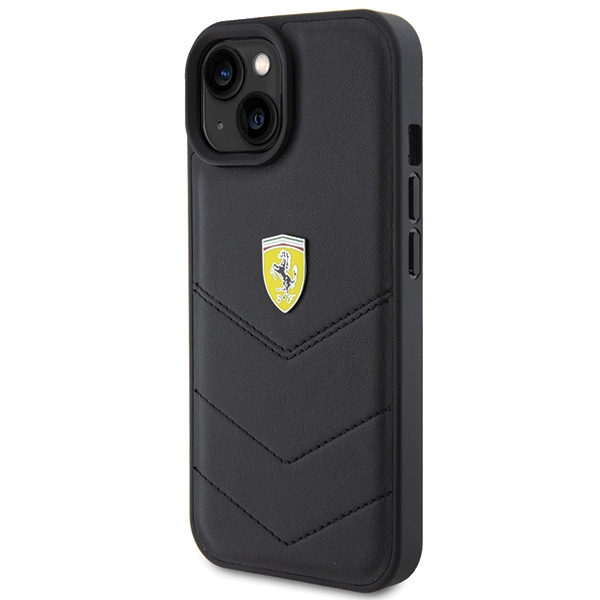 Etui Ferrari FEHCP15SRDUK iPhone 15 6.1" czarny/black hardcase Quilted Metal Logo Case