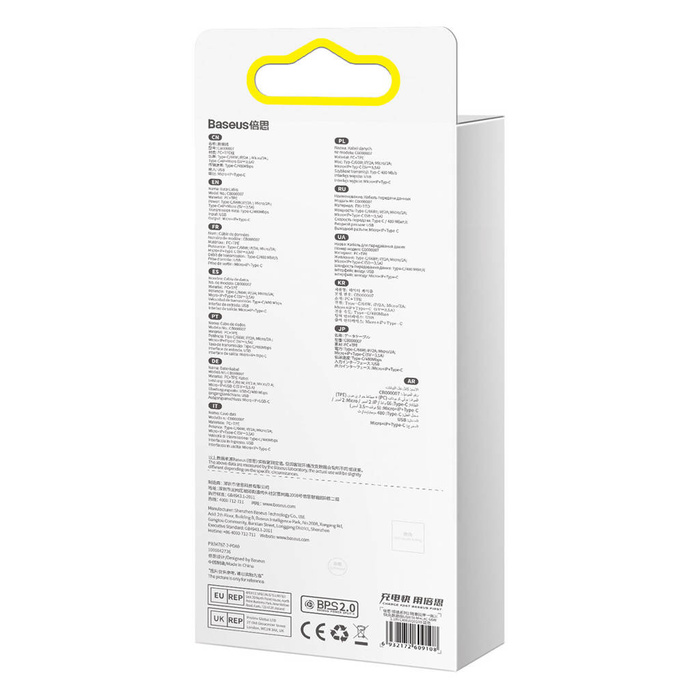 Baseus Bright Mirror 2 zwijany kabel przewód 3w1 USB Typ A - micro USB + Lightning + USB Typ C 66W 1.1m niebieski (CAMJ010103)