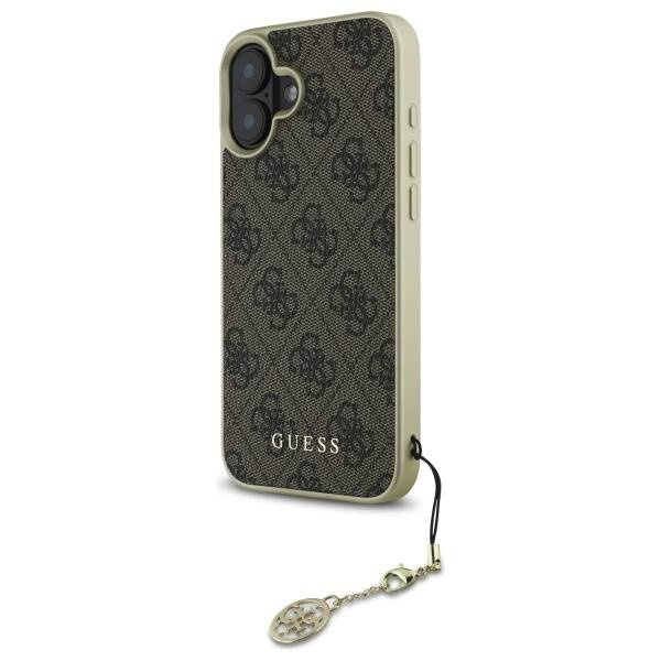 Etui Guess iPhone 16 brązowy/brown hardcase 4G Charms Collection