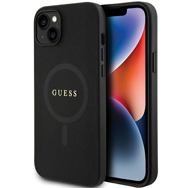 Etui Guess GUHMP15SPSAHMCK iPhone 15 6.1" czarny/black hardcase Saffiano MagSafe Case