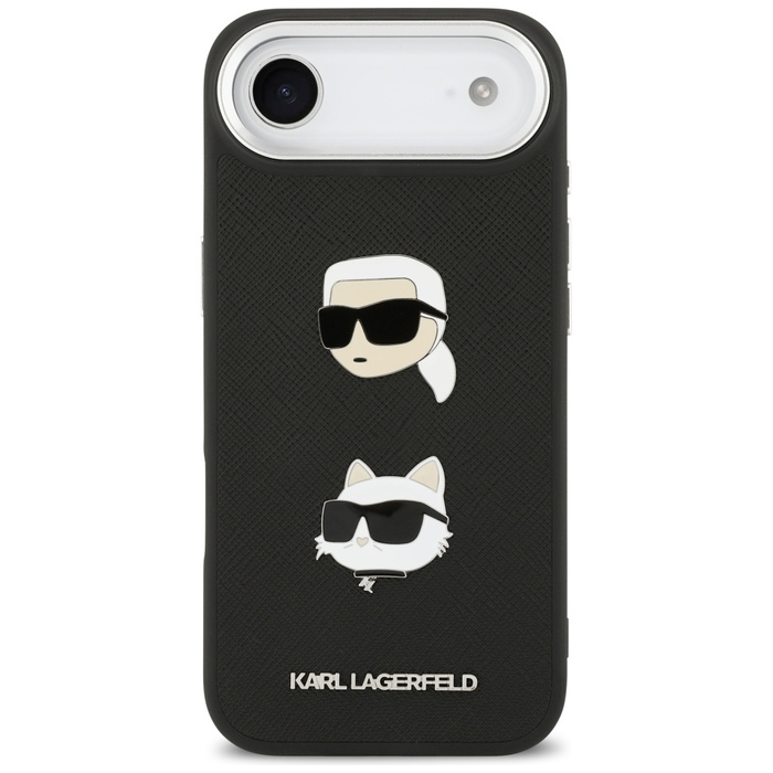 Etui Karl Lagerfeld FW Grained Karl &    Choupette Heads Pins & Logo do iPhone Air czarny