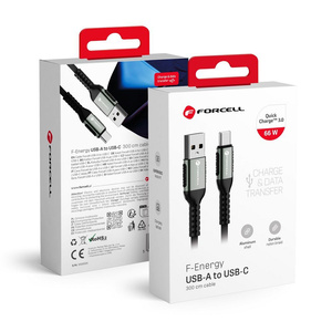 Kabel USB A do USB C Forcell F-Energy QC4.0 3A 66W Cafule 2 m C256 czarny