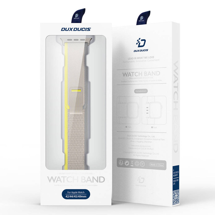 Sportowy pasek na rzepy do Apple Watch Ultra / 8 / 7 / 6 / SE / 5 / 4 / 3 / 2 / 1 (42, 44, 45, 49 mm) Dux Ducis Strap YJ Version - żółto-beżowy