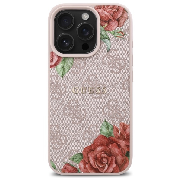 Guess GUHMP16XP4ROPEMCP iPhone 16 Pro     Max 6.9" różowy/pink hardcase 4G Flowers Print MagSafe