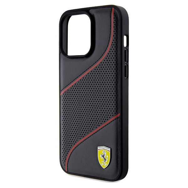 Etui Ferrari FEHCP15XPWAK iPhone 15 Pro Max 6.7" czarny/black hardcase Perforated Waves Metal Logo Case