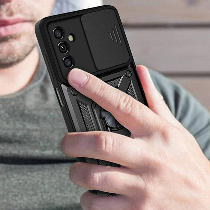 Etui Hybrid Armor Camshield etui Samsung Galaxy A13 5G pancerny pokrowiec z osłoną na aparat czarne Case
