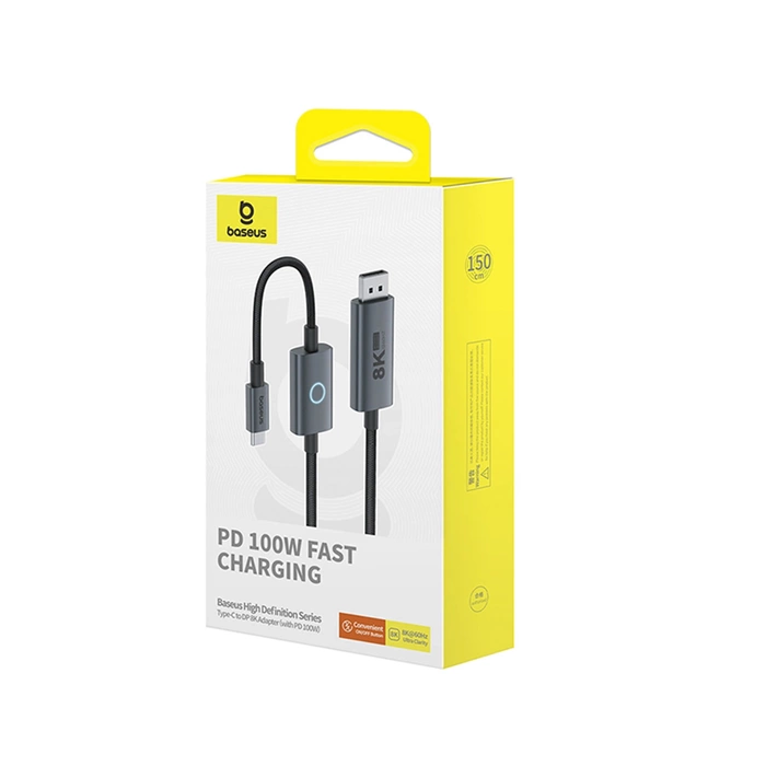 Adapter USB-C - DP Baseus 8K 1,5m (czarny)