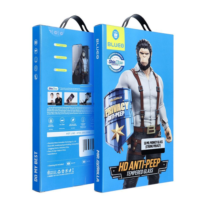 Szkło Hartowane 5D Mr. Monkey Glass - Apple iPhone 15 Plus / 16 Plus czarny (Strong Privacy)