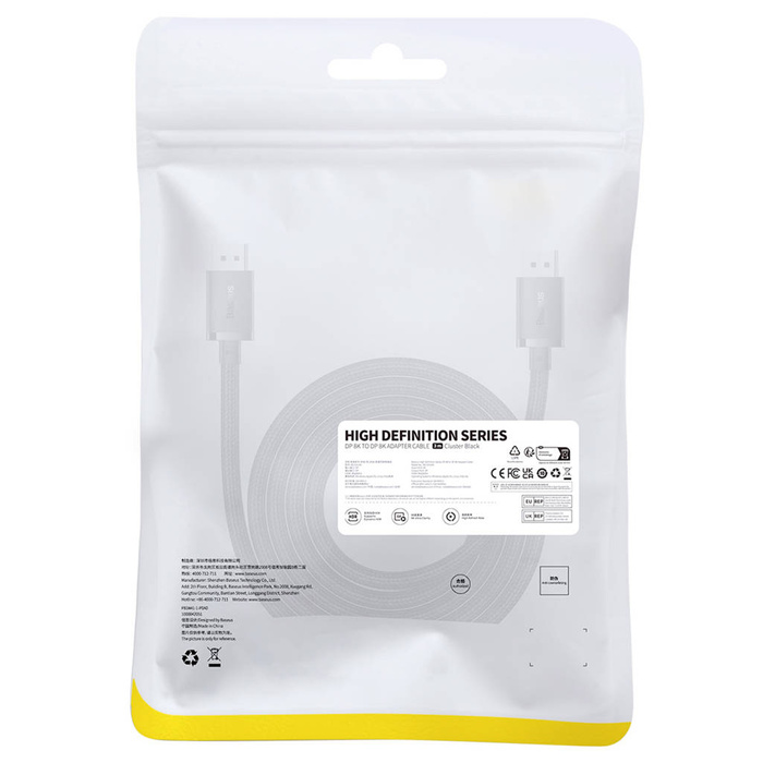 Kabel DisplayPort 8K 60Hz 1,5m Baseus High Definition Series - czarny