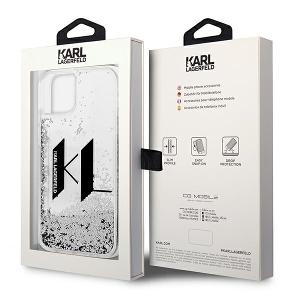 Etui KARL LAGERFELD Apple iPhone 14 Liquid Glitter Big KL Srebrny Hardcase