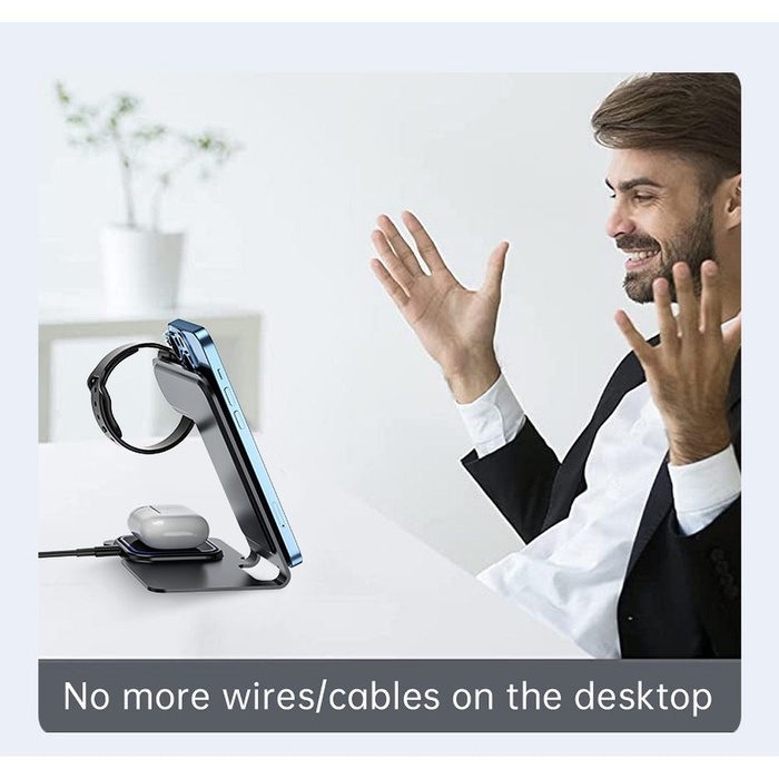 VEGER ładowarka indukcyjna 3w1 Qi 20W Y9 szara