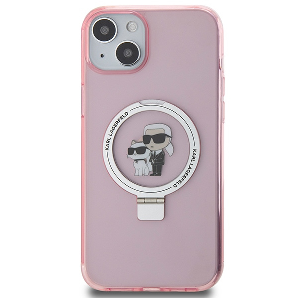 Etui Karl Lagerfeld KLHMP15SHMRSKCP iPhone 15 6.1" różowy/pink hardcase Ring Stand Karl&Choupettte MagSafe Case