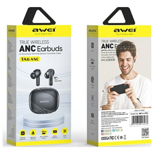 Słuchawki Bluetooth AWEI 5.3 TA6 ANC+ stacja dokująca czarny/black