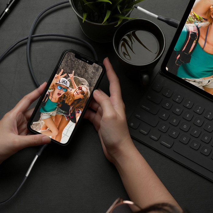 Kabel USB C do Lightning Forcell F-Energy PD 3A 27W Carbon 1 m CB-01C czarny