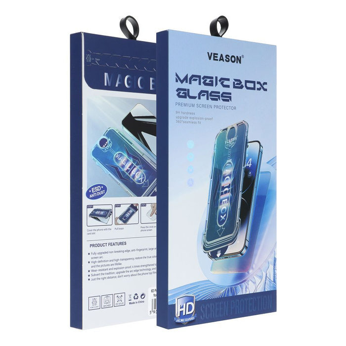 Szkło Hartowane 6D Pro Veason Easy-Install Glass + Aplikator - do Iphone XS Max czarny