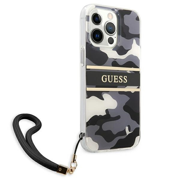 Etui GUESS Apple iPhone 13 13 Pro Camo Strap Collection Czarny Hardcase