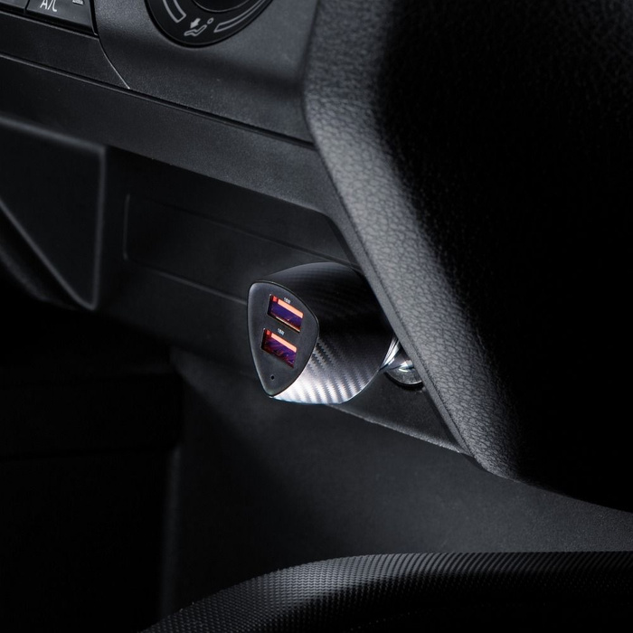 Ładowarka samochodowa Forcell F-Energy Carbon 2 x USB A QC3.0 3A 36W CC50-2A czarna