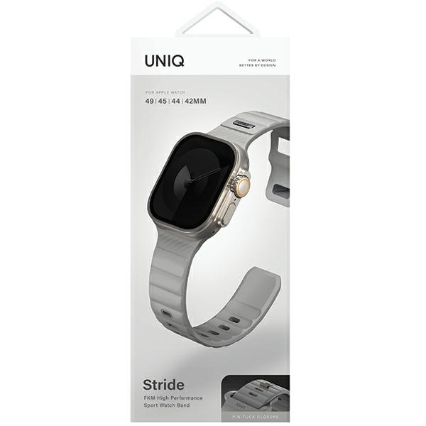 Pasek UNIQ Stride Apple Watch Series1/2/3/4/5/6/7/8/9/SE/SE2/Ultra/Ultra 2 42/44/45/49mm FKM Rubber Strap szary/chalk grey