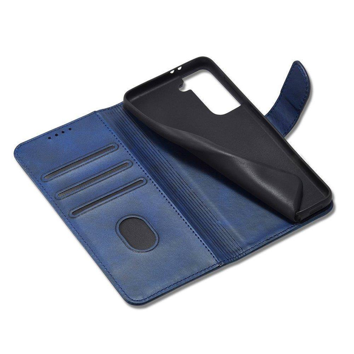 Magnet Case elegancki futerał etui pokrowiec z klapką i funkcją podstawki Samsung Galaxy S22 Ultra niebieski