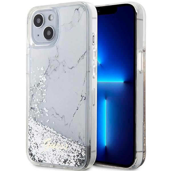 Etui Guess GUHCP14SLCSGSGH iPhone 14 6.1" biały/white hardcase Liquid Glitter Marble Case